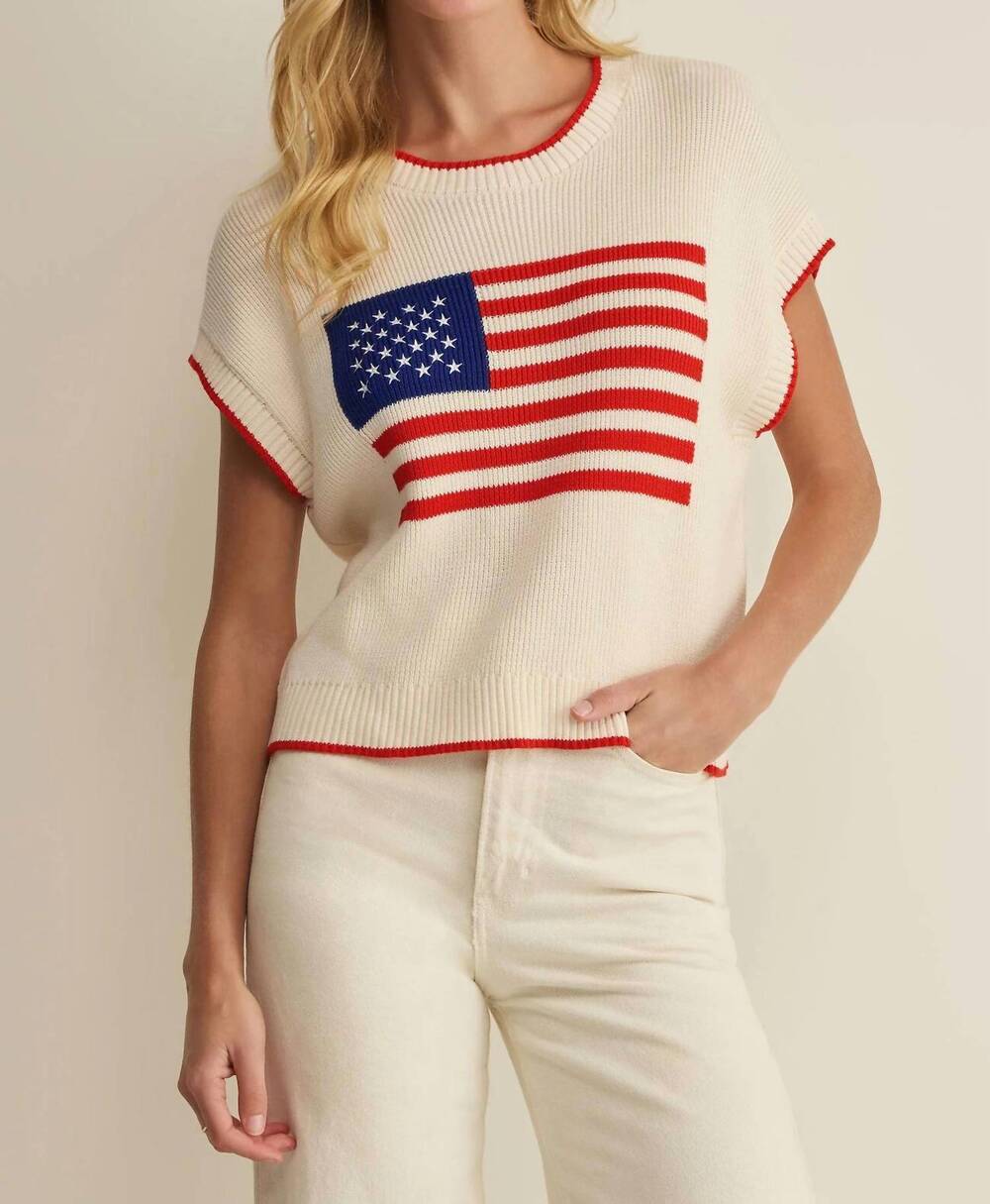 NEW Z SUPPLY women's sleeveless patriot sweater in ivory